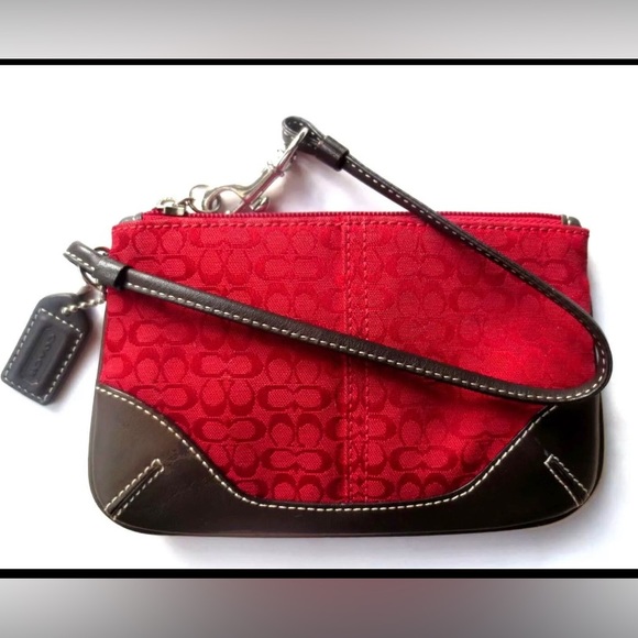 Vtg Coach Soho Red Logo Wristlet Mini Tote Purse Cosmetic Bag Wallet+Hangtag - Picture 4 of 11